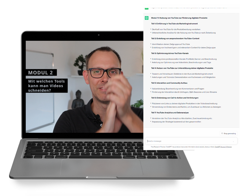 Technisches Setup für einen Videokurs - Erstellung deines ersten digitalen Produkts mit Hilfe von KI Künstliche Intelligenz Videokurs E-Book Anleitung