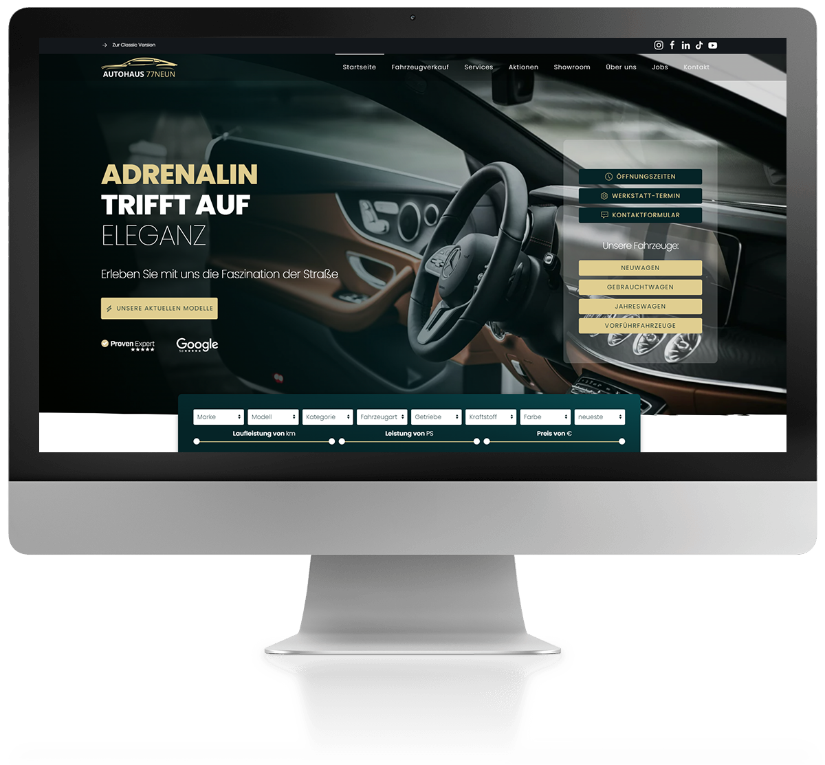 Website Webdesign für Autohäuser und Autohändler von 77NEUN