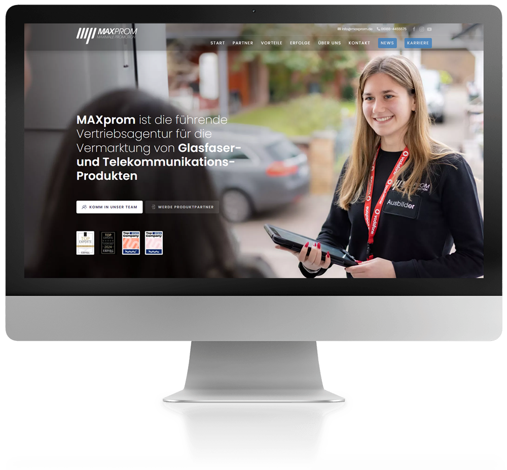 Website Webdesign f&uuml;r Vertriebsunternehmen im D2D Direktvertrieb von 77NEUN