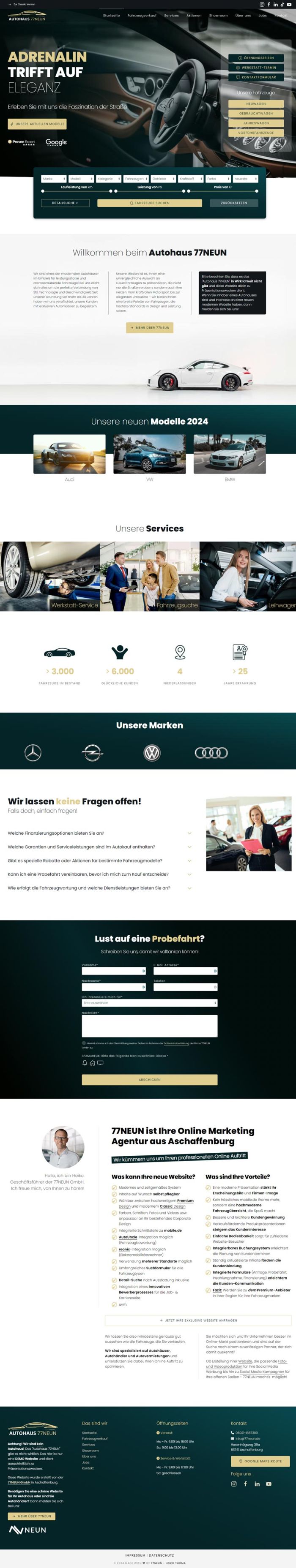 Autohaus 77NEUN Screenshot Website