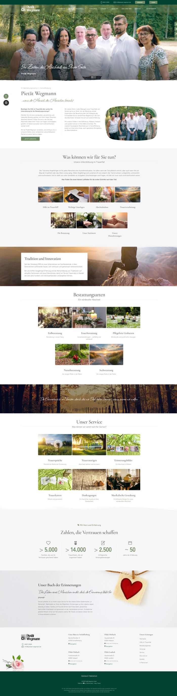 Pietät Wegmann Screenshot Website