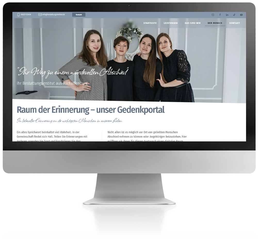 Website Webdesign für Beerdigungsinstitute und Bestattungsunternehmen von 77NEUN