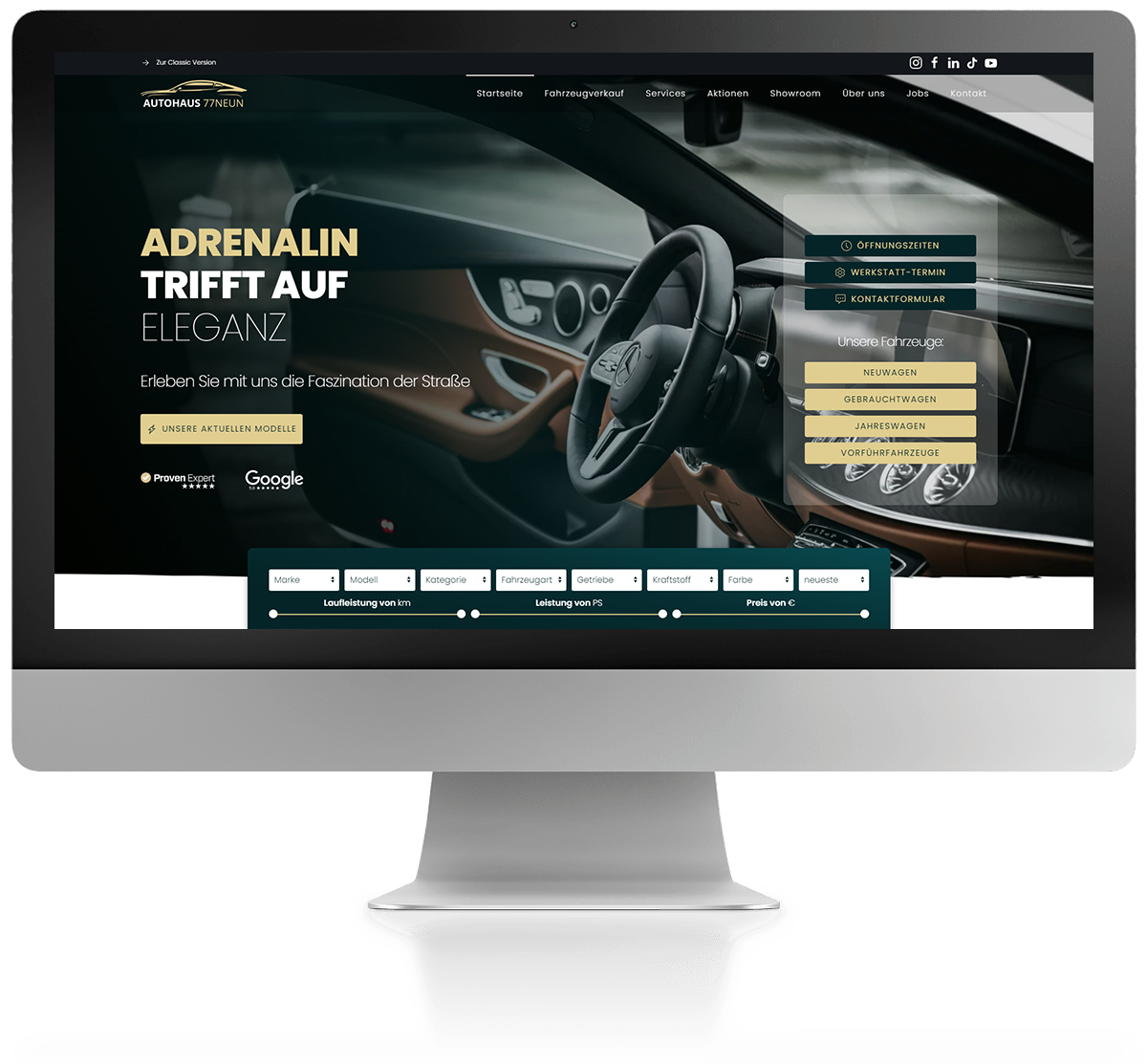 Website Webdesign für Autohäuser und Autohändler von 77NEUN
