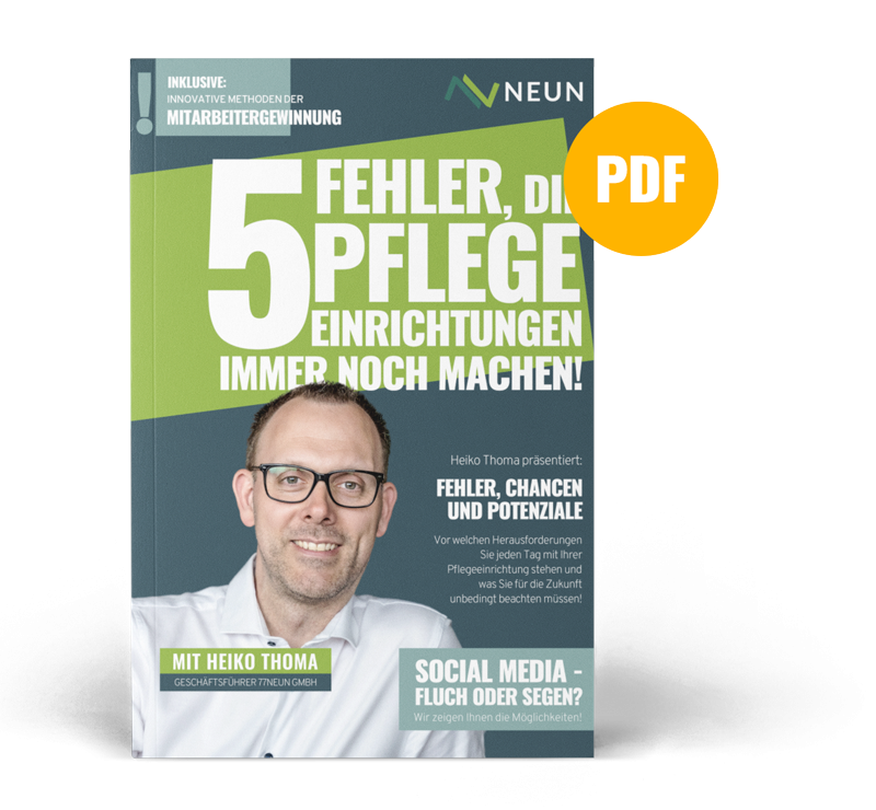 5 Fehler, die Pflegeeinrichtungen immer noch machen Leitfaden PDF Broschüre Download Cover 77NEUN